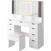 imageVINGLI 40quot Vanity Set with Lighted Mirror and StoolWhite Makeup Vanity Table Set with 9 Lights for WomenBedroom Makeup Dressing Table with 2 Drawers and StoolWhiteampampGold9Drawers  Mirror Cabinets