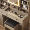 imageVINGLI 40quot Vanity Set with Lighted Mirror and StoolWhite Makeup Vanity Table Set with 9 Lights for WomenBedroom Makeup Dressing Table with 2 Drawers and StoolWhiteampampGoldGlass Top  5Drawers  Mirror Cabinet