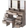 imageVINGLI 40quot Vanity Set with Lighted Mirror and StoolWhite Makeup Vanity Table Set with 9 Lights for WomenBedroom Makeup Dressing Table with 2 Drawers and StoolWhiteampampGold9Drawers  Mirror Cabinets