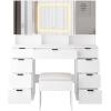 imageVINGLI 40quot Vanity Set with Lighted Mirror and StoolWhite Makeup Vanity Table Set with 9 Lights for WomenBedroom Makeup Dressing Table with 2 Drawers and StoolWhiteampampGold9Drawers  Mirror Cabinets