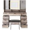 imageVINGLI 40quot Vanity Set with Lighted Mirror and StoolWhite Makeup Vanity Table Set with 9 Lights for WomenBedroom Makeup Dressing Table with 2 Drawers and StoolWhiteampampGold9Drawers  Mirror Cabinets