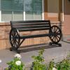 imageVINGLI 41quot Rustic Wooden Wheel Bench Outdoor Bench 2Person Patio Bench Wagon Slatted Seat Garden Benches for Outdoors 350lbs High Capacity Weather ResistanceBlack