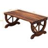 imageVINGLI 41quot Rustic Wooden Wheel Bench Outdoor Bench 2Person Patio Bench Wagon Slatted Seat Garden Benches for Outdoors 350lbs High Capacity Weather ResistanceRustic