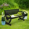 imageVINGLI 41quot Rustic Wooden Wheel Bench Outdoor Bench 2Person Patio Bench Wagon Slatted Seat Garden Benches for Outdoors 350lbs High Capacity Weather ResistanceBlack