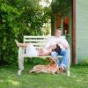 imageVINGLI 41quot Rustic Wooden Wheel Bench Outdoor Bench 2Person Patio Bench Wagon Slatted Seat Garden Benches for Outdoors 350lbs High Capacity Weather ResistanceWhite