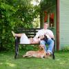 imageVINGLI 41quot Rustic Wooden Wheel Bench Outdoor Bench 2Person Patio Bench Wagon Slatted Seat Garden Benches for Outdoors 350lbs High Capacity Weather ResistanceBlack