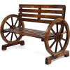 imageVINGLI 41quot Rustic Wooden Wheel Bench Outdoor Bench 2Person Patio Bench Wagon Slatted Seat Garden Benches for Outdoors 350lbs High Capacity Weather ResistanceRustic
