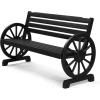 imageVINGLI 41quot Rustic Wooden Wheel Bench Outdoor Bench 2Person Patio Bench Wagon Slatted Seat Garden Benches for Outdoors 350lbs High Capacity Weather ResistanceBlack
