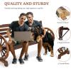 imageVINGLI 41quot Rustic Wooden Wheel Bench Outdoor Bench 2Person Patio Bench Wagon Slatted Seat Garden Benches for Outdoors 350lbs High Capacity Weather ResistanceRustic