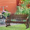 imageVINGLI 41quot Rustic Wooden Wheel Bench Outdoor Bench 2Person Patio Bench Wagon Slatted Seat Garden Benches for Outdoors 350lbs High Capacity Weather ResistanceRustic