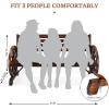 imageVINGLI 41quot Rustic Wooden Wheel Bench Outdoor Bench 2Person Patio Bench Wagon Slatted Seat Garden Benches for Outdoors 350lbs High Capacity Weather ResistanceRustic