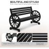 imageVINGLI 41quot Rustic Wooden Wheel Bench Outdoor Bench 2Person Patio Bench Wagon Slatted Seat Garden Benches for Outdoors 350lbs High Capacity Weather ResistanceBlack