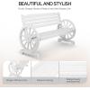 imageVINGLI 41quot Rustic Wooden Wheel Bench Outdoor Bench 2Person Patio Bench Wagon Slatted Seat Garden Benches for Outdoors 350lbs High Capacity Weather ResistanceWhite