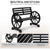 imageVINGLI 41quot Rustic Wooden Wheel Bench Outdoor Bench 2Person Patio Bench Wagon Slatted Seat Garden Benches for Outdoors 350lbs High Capacity Weather ResistanceBlack
