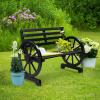 imageVINGLI 41quot Rustic Wooden Wheel Bench Outdoor Bench 2Person Patio Bench Wagon Slatted Seat Garden Benches for Outdoors 350lbs High Capacity Weather ResistanceBlack