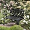 imageVINGLI 425quot Outdoor Bench Antique Cast Aluminum Front Porch Bench Metal Garden Benches Cast Iron Benches 23 People Seating BlackBlack