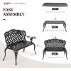 imageVINGLI 425quot Outdoor Bench Antique Cast Aluminum Front Porch Bench Metal Garden Benches Cast Iron Benches 23 People Seating BlackBlack