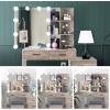 imageVINGLI 433quot Vanity Desk with Sliding Mirror ampamp Lights ampamp Charging Station ampamp 5Drawers ampamp Shelves Farmhouse Modern Makeup Vanity Set with Stool for BedroomOak  5Drawers