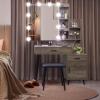 imageVINGLI 433quot Vanity Desk with Sliding Mirror ampamp Lights ampamp Charging Station ampamp 5Drawers ampamp Shelves Farmhouse Modern Makeup Vanity Set with Stool for BedroomOak  2Drawers