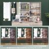 imageVINGLI 433quot Vanity Desk with Sliding Mirror ampamp Lights ampamp Charging Station ampamp 5Drawers ampamp Shelves Farmhouse Modern Makeup Vanity Set with Stool for BedroomOak  6Drawers
