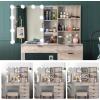 imageVINGLI 433quot Vanity Desk with Sliding Mirror ampamp Lights ampamp Charging Station ampamp 5Drawers ampamp Shelves Farmhouse Modern Makeup Vanity Set with Stool for BedroomOak  6Drawers