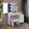 imageVINGLI 433quot Vanity Desk with Sliding Mirror ampamp Lights ampamp Charging Station ampamp 5Drawers ampamp Shelves Farmhouse Modern Makeup Vanity Set with Stool for BedroomWhite  5Drawers