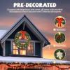 imageVINGLI 48 Inch Prelit Artificial Christmas Wreath Ourdoor Christmas Wreath Decorations with 150 LED Lights and 450 PVC Branch Tips for Garage Xmas Door Wreath wBow Pine Cones Ornaments Plugin