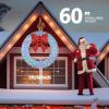 imageVINGLI 48 Inch Prelit Large Christmas Wreath Outdoor Christmas Wreath with 315 LED Lights for Garage Windows Christmas Door Wreath Decorations with Red Bow Timer Remote Control Plugin GoldWhite
