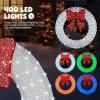imageVINGLI 48 Inch Prelit Large Christmas Wreath Outdoor Christmas Wreath with 315 LED Lights for Garage Windows Christmas Door Wreath Decorations with Red Bow Timer Remote Control Plugin GoldWhite