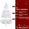 imageVINGLI 5 ft White Unlit Artificial Christmas Pine Tree Small Xmas Tree Holiday Party Decoration with Sturdy Metal Stand Full 600 Tips Branch for Indoor and Outdoor