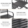 imageVINGLI 59quot Outdoor Metal Bench Patio Bench with Built in Table Park Bench Garden Bench Outside Benches Weather Proof Front Porch Bench for Yard Lawn Decor DeckMetal