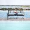imageVINGLI 59quot Outdoor Metal Bench Patio Bench with Built in Table Park Bench Garden Bench Outside Benches Weather Proof Front Porch Bench for Yard Lawn Decor DeckMetal
