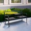 imageVINGLI 59quot Outdoor Metal Bench Patio Bench with Built in Table Park Bench Garden Bench Outside Benches Weather Proof Front Porch Bench for Yard Lawn Decor DeckMetal
