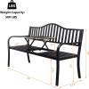 imageVINGLI 59quot Outdoor Metal Bench Patio Bench with Built in Table Park Bench Garden Bench Outside Benches Weather Proof Front Porch Bench for Yard Lawn Decor DeckMetal