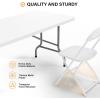 imageVINGLI 6 FT Plastic Folding Table Set with 8 White Folding Chairs for Picnic Event Training Outdoor Activities at Home and Commercial Use9 Pieces