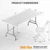 imageVINGLI 6 FT Plastic Folding Table Set with 8 White Folding Chairs for Picnic Event Training Outdoor Activities at Home and Commercial Use9 Pieces