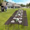 imageVINGLI 6 feet Plastic Folding BenchPortable inOutdoor Picnic Party Camping Dining Seat Garden Soccer Multipurpose Entertaining Activities Smooth HDPE Tabletop 1 Pack WhiteBrown
