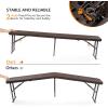 imageVINGLI 6 feet Plastic Folding BenchPortable inOutdoor Picnic Party Camping Dining Seat Garden Soccer Multipurpose Entertaining Activities Smooth HDPE Tabletop 1 Pack WhiteBrown