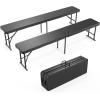 imageVINGLI 6 feet Plastic Folding BenchPortable inOutdoor Picnic Party Camping Dining Seat Garden Soccer Multipurpose Entertaining Activities Smooth HDPE Tabletop 1 Pack WhiteBlack