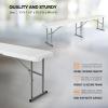 imageVINGLI 6 feet Plastic Folding BenchPortable inOutdoor Picnic Party Camping Dining Seat Garden Soccer Multipurpose Entertaining Activities Smooth HDPE Tabletop 1 Pack WhiteWhite