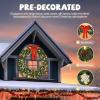 imageVINGLI 60 Inch Prelit Outdoor Christmas Wreath Large Christmas Wreath with Lights 220 LED and 600 PVC Branches for Garage Green Wreath wBow Pine Cones Ornaments Remote Control Timer Plugin