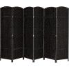 imageVINGLI 6Panels Tall Rattan Room Divider 6 FT Folding Privacy Screen Indoor Partition Wall Dividers Freestanding Hinged Space Separator Dark BrownBlack
