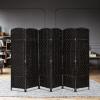 imageVINGLI 6Panels Tall Rattan Room Divider 6 FT Folding Privacy Screen Indoor Partition Wall Dividers Freestanding Hinged Space Separator Dark BrownBlack