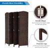 imageVINGLI 6Panels Tall Rattan Room Divider 6 FT Folding Privacy Screen Indoor Partition Wall Dividers Freestanding Hinged Space Separator Dark BrownDark Brown
