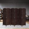 imageVINGLI 6Panels Tall Rattan Room Divider 6 FT Folding Privacy Screen Indoor Partition Wall Dividers Freestanding Hinged Space Separator Dark BrownDark Brown