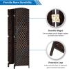 imageVINGLI 6Panels Tall Rattan Room Divider 6 FT Folding Privacy Screen Indoor Partition Wall Dividers Freestanding Hinged Space Separator Dark BrownDark Brown