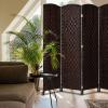 imageVINGLI 6Panels Tall Rattan Room Divider 6 FT Folding Privacy Screen Indoor Partition Wall Dividers Freestanding Hinged Space Separator Dark BrownDark Brown