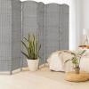 imageVINGLI 6Panels Tall Rattan Room Divider 6 FT Folding Privacy Screen Indoor Partition Wall Dividers Freestanding Hinged Space Separator Dark BrownGrey