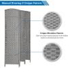 imageVINGLI 6Panels Tall Rattan Room Divider 6 FT Folding Privacy Screen Indoor Partition Wall Dividers Freestanding Hinged Space Separator Dark BrownGrey