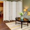 imageVINGLI 6Panels Tall Rattan Room Divider 6 FT Folding Privacy Screen Indoor Partition Wall Dividers Freestanding Hinged Space Separator Dark BrownWhite